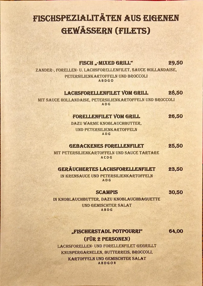 Fischspezialitäten aus eigenen Gewässern (Filets)