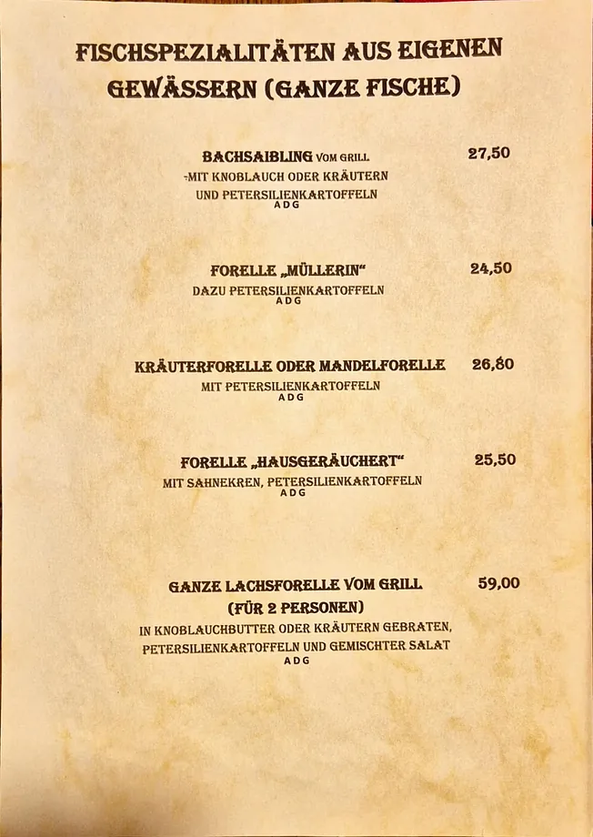 Fischspezialitäten aus eigenen Gewässern (ganze Fische)